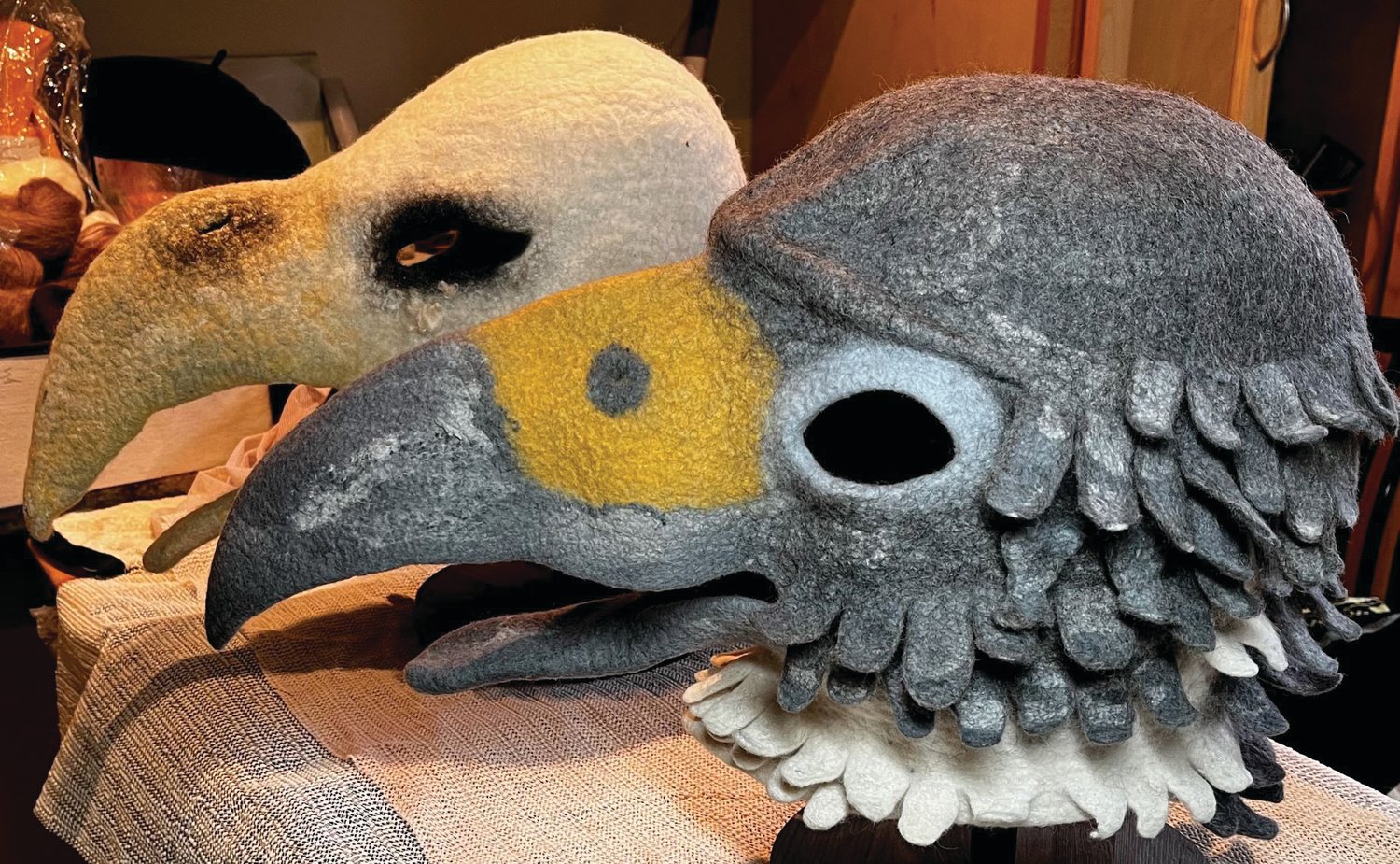 Textile artist Donna Lark of Redmond, a former longtime 
Port Townsend resident, sculpted wool masks for the exhibition.